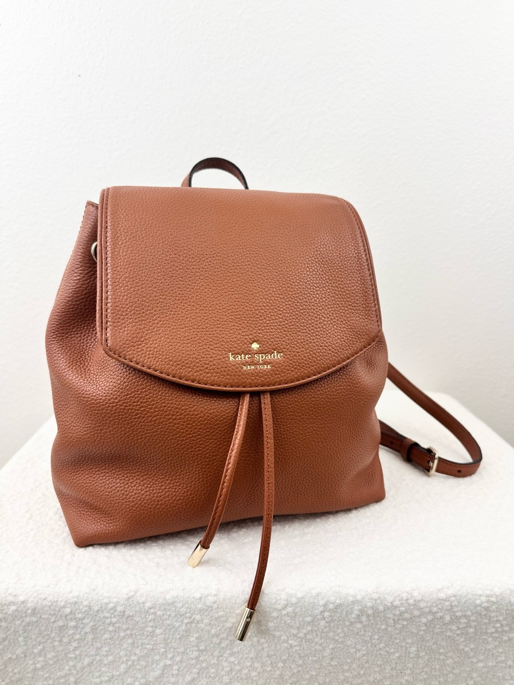 Kate Spade Mulberry Street Small Breezy Backpack Warm Cognac Brown